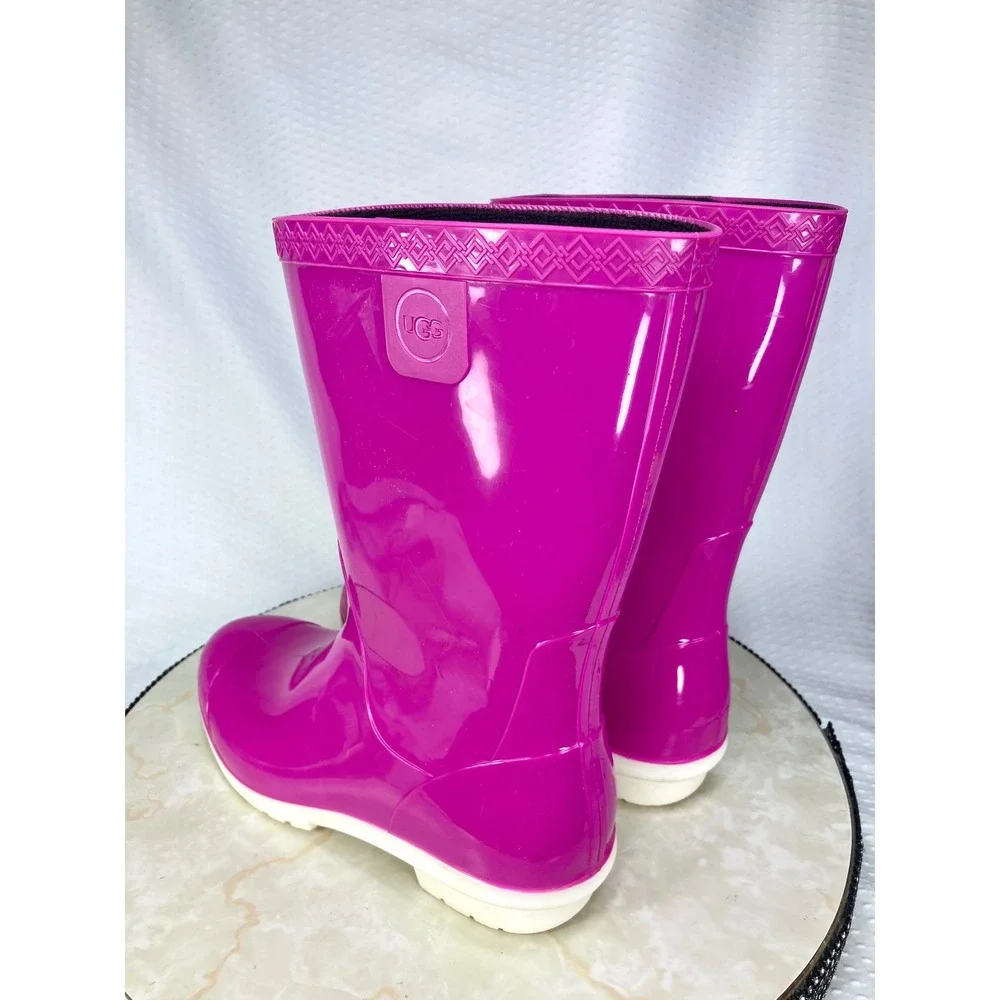 UGG Ranna Waterproof Mid Calf Rain Boots Womens 8 Girls 6 Pink Rubber Outdoor
